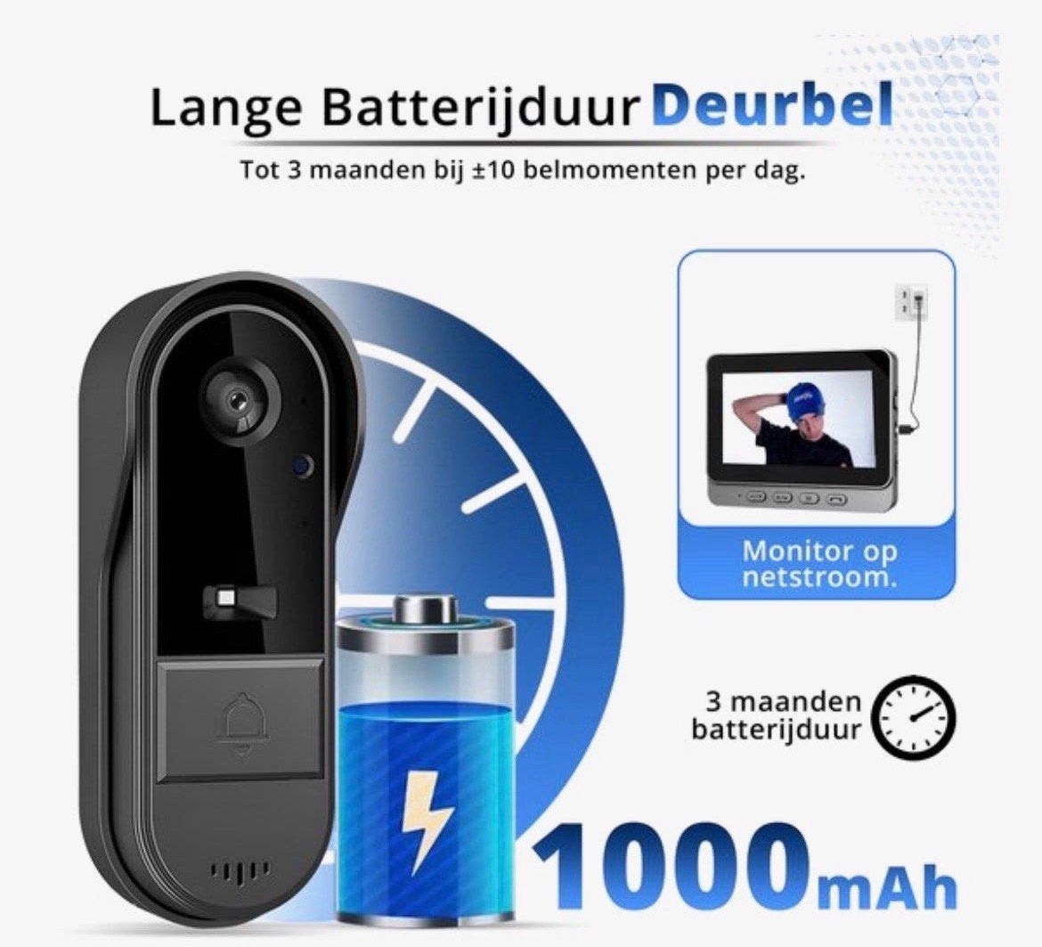 Video Deurbel met Monitor - Zo Goed als Nieuw, Draadloos, Ophalen of Verzenden, Zo goed als nieuw, Info@steen.com