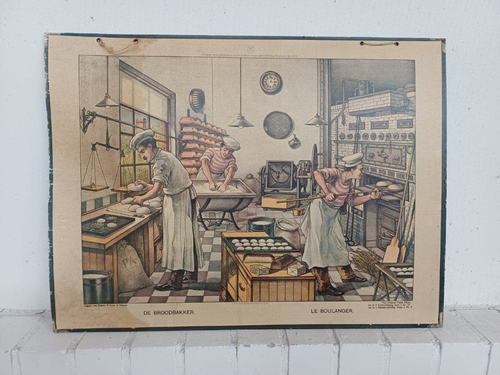 Vintage schoolplaat - De Broodbakker, Ophalen of Verzenden, Overige thema's