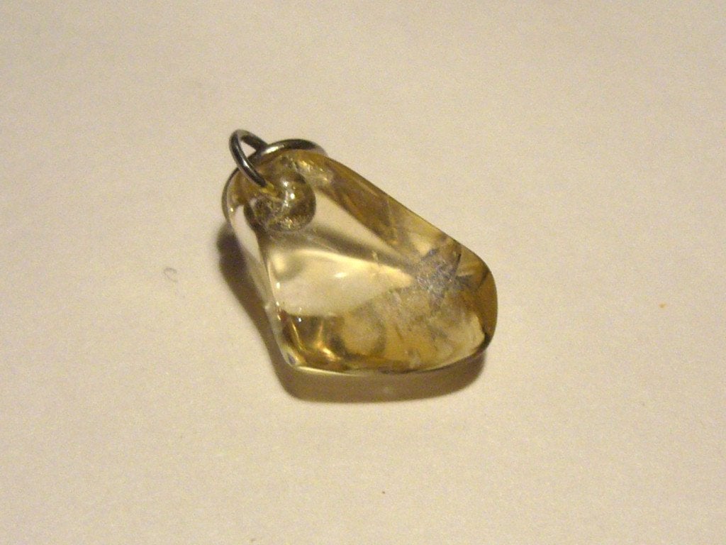citrien hanger edelsteen hangertje gele kwarts, Ophalen of Verzenden, Zo goed als nieuw, Steen of Mineraal, Met edelsteen