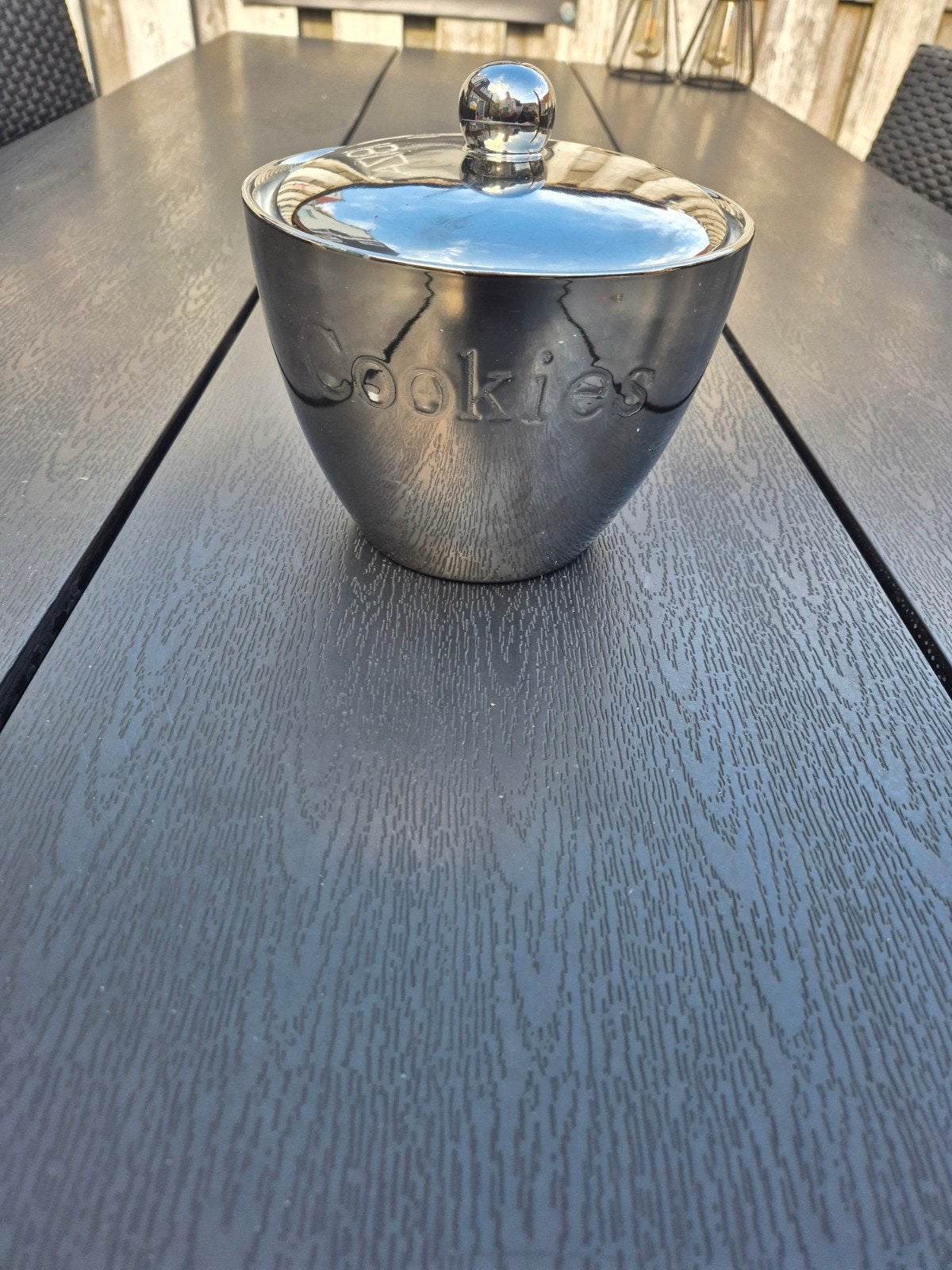 zilverkleurige cookie pot, Gebruikt, Overige merken, Overige typen, Ophalen of Verzenden