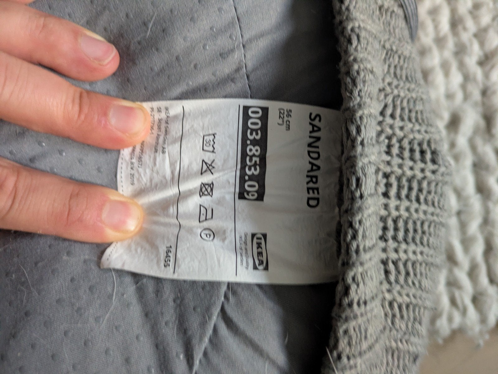 IKEA SANDERED Poef - Grijs, zo goed als nieuw, Ophalen, Zo goed als nieuw, Stof, 50 tot 75 cm