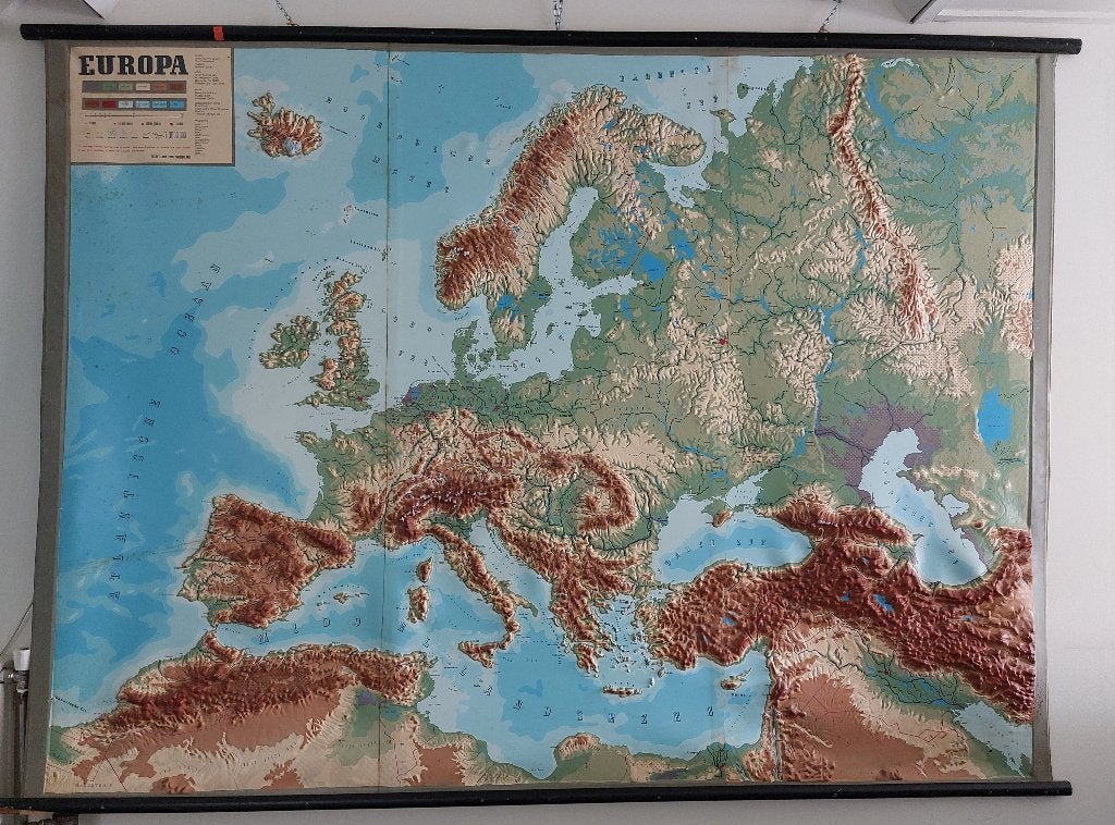 Reliëfkaart Europa, Ophalen, Gebruikt, 161 cm, Decoratieobject