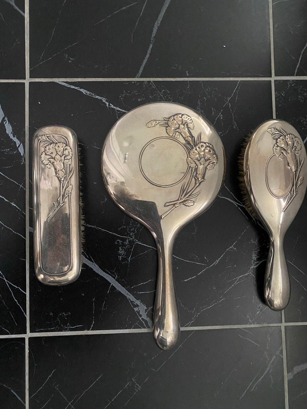Verzilverd kaptafelset van Zildura met zilvermerkje, Antiek en Kunst, Ophalen of Verzenden, Zilver