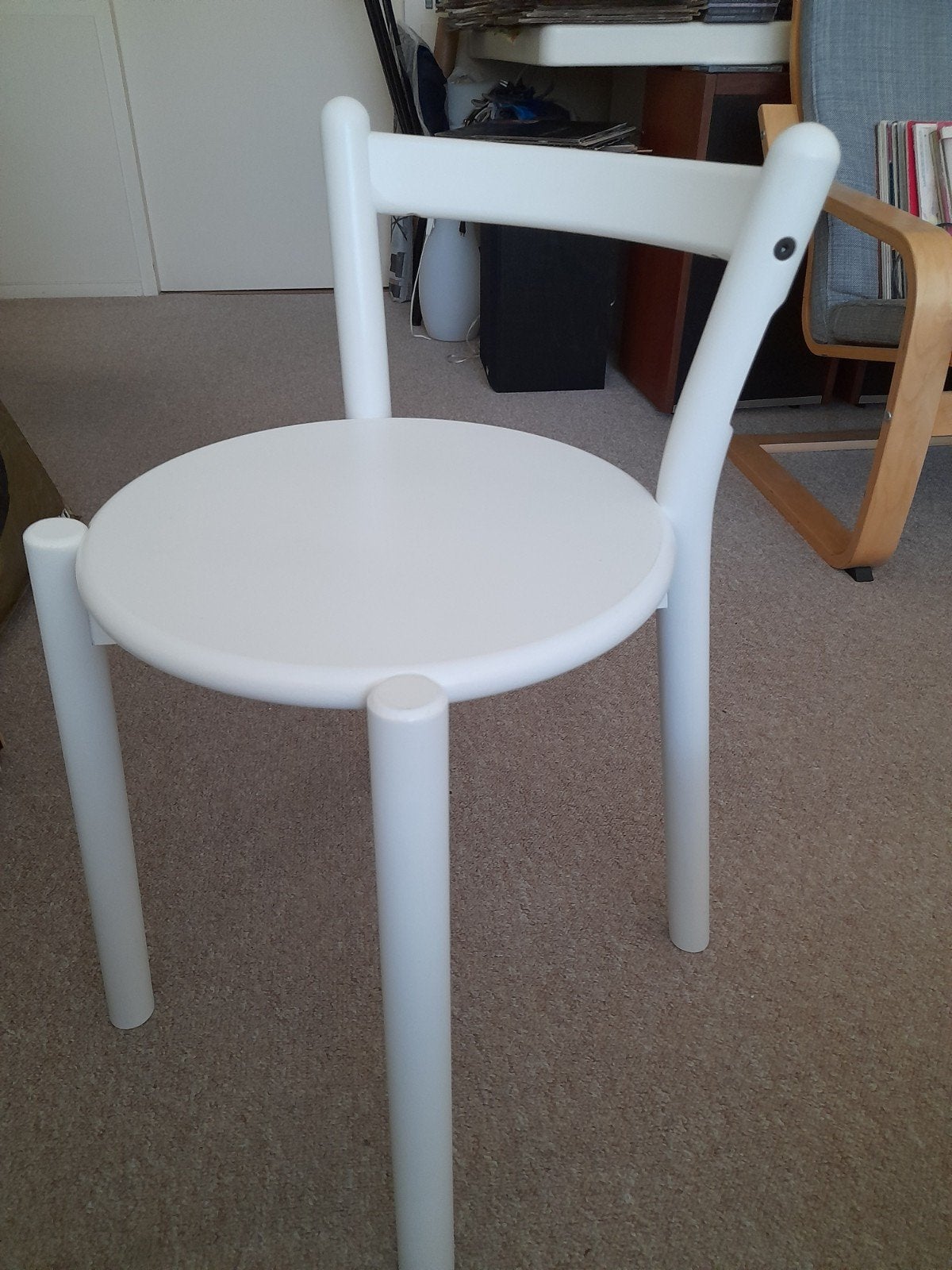 Witte hout krukje Ikea (2X) - zgan, Ophalen, Zo goed als nieuw, Hout