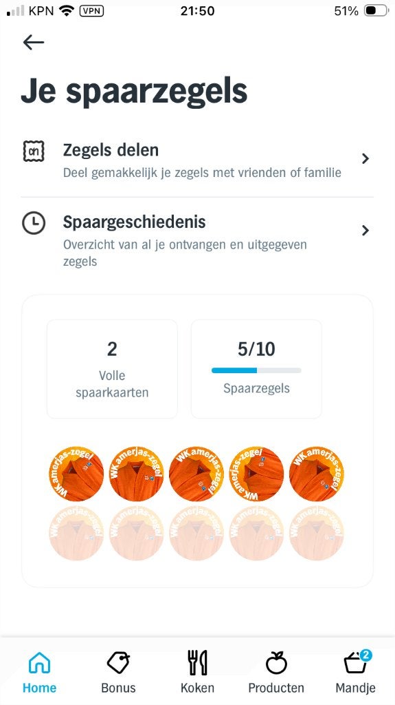 WKamerjas spaaractie 10 zegels Albert Heijn, Albert Heijn, Ophalen of Verzenden