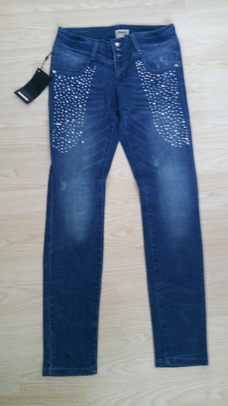 Only jeans met strass steentjes - W28 L32, Only, Blauw, Nieuw, Ophalen of Verzenden