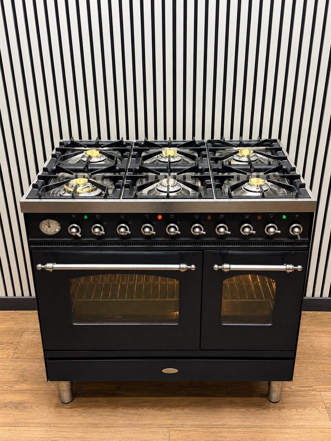 Luxe Nostalgische Boretti fornuis antraciet 2 ovens 90 cm, Fornello Esperta, Refurbished, Ophalen of Verzenden, Energieklasse A of zuiniger