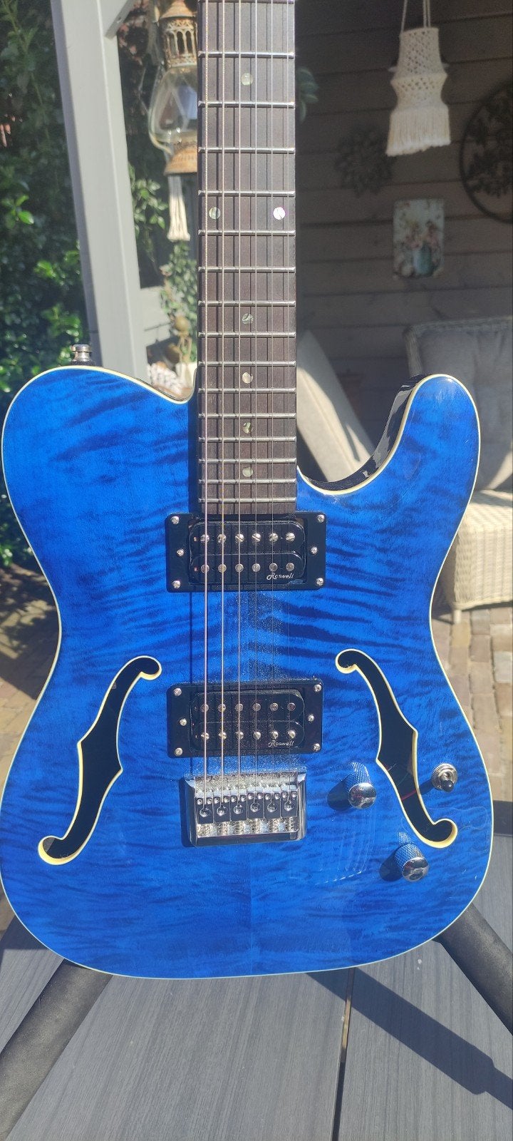 Telecaster Hollow Body Elektrische Gitaar - Blauw, Ophalen, Zo goed als nieuw, Hollow body, Overige merken