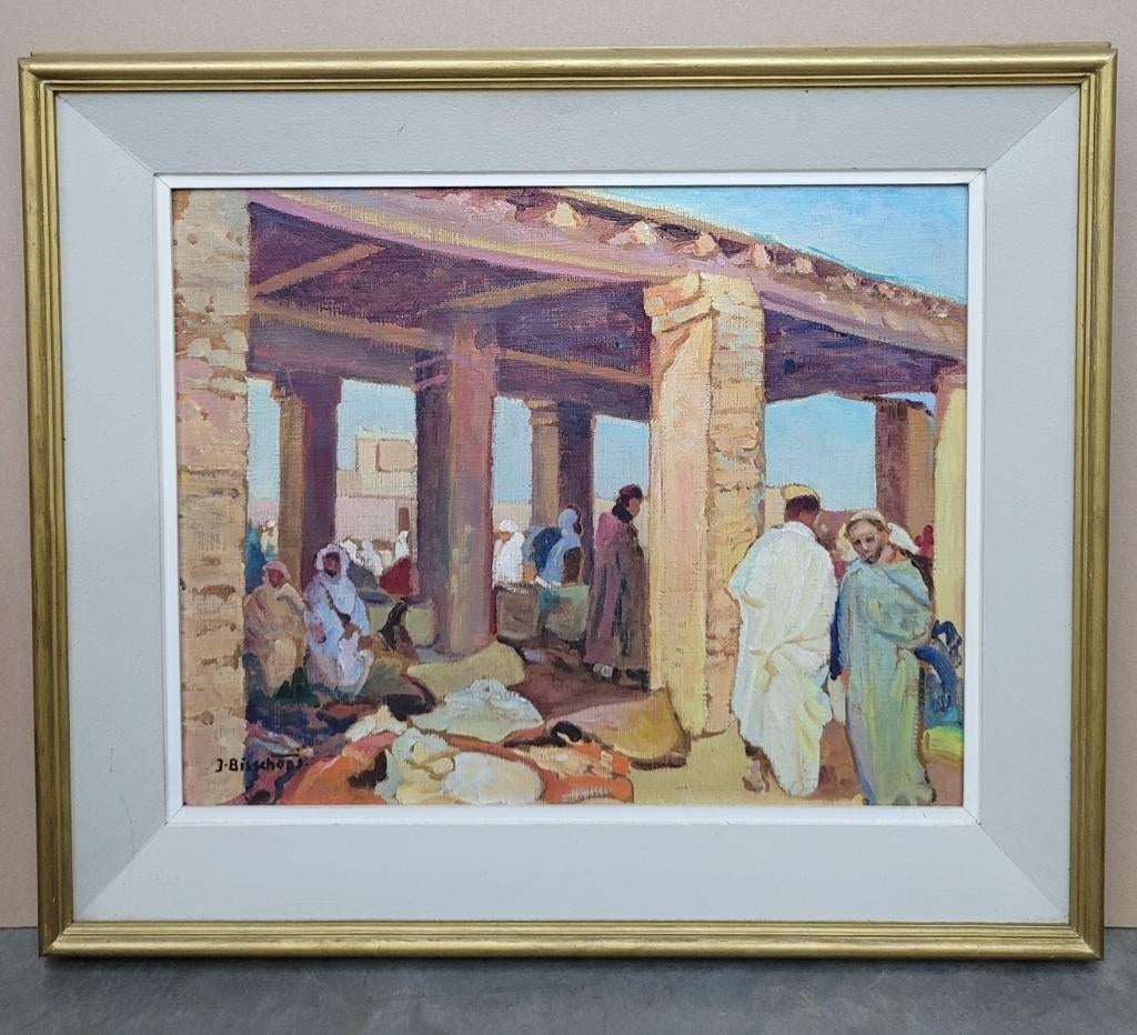 Joseph BISSCHOPS, Oriëntaalse markt, Antiek en Kunst, Ophalen of Verzenden
