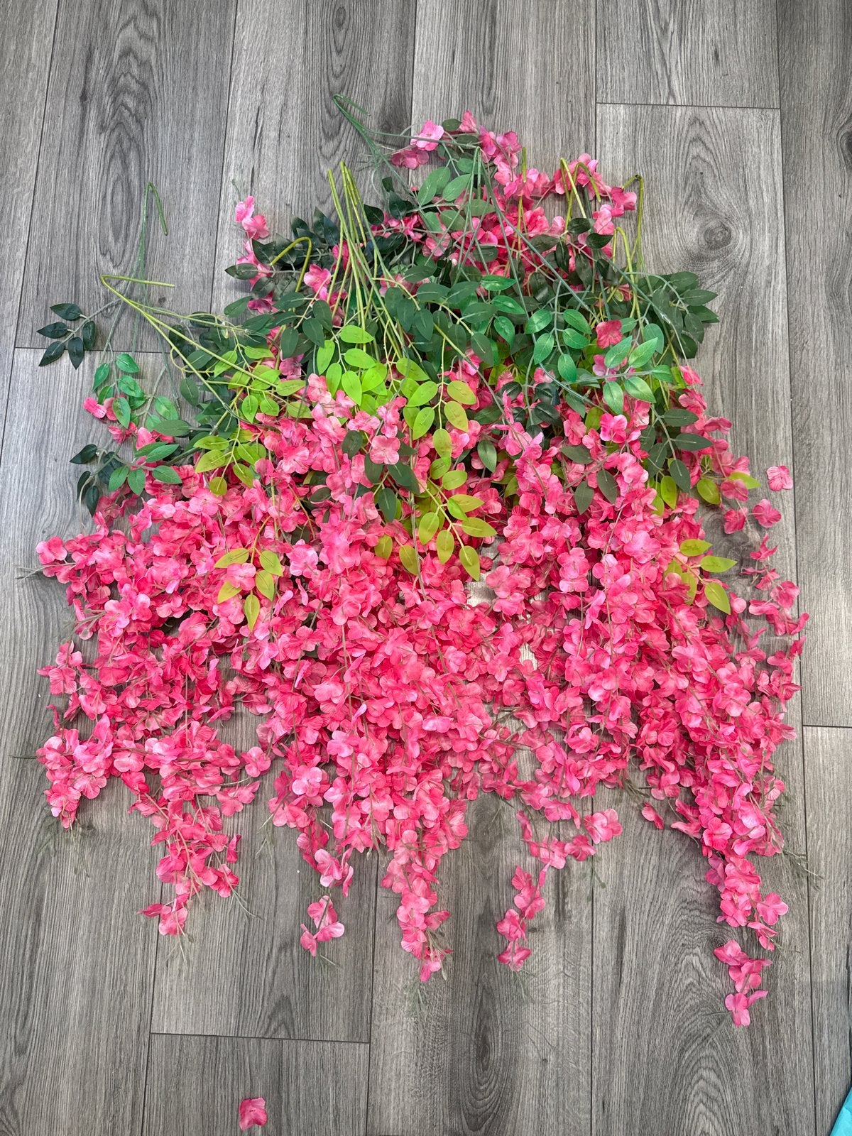 24 Roze Bloemen Slingers - Decoratie voor Etalage, Binnen, Overige typen, Roze, Textiel