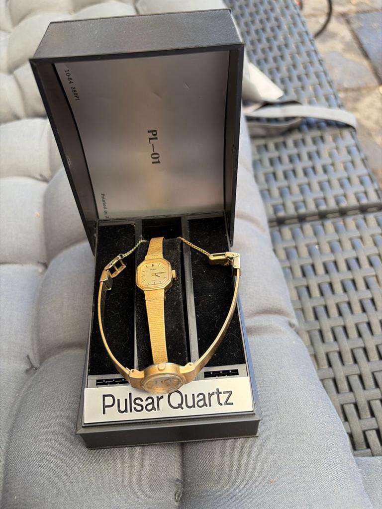 Vintage Pulsar Quartz Dameshorloge - Goudkleurig, Overige merken, Polshorloge, Ophalen of Verzenden, Zo goed als nieuw
