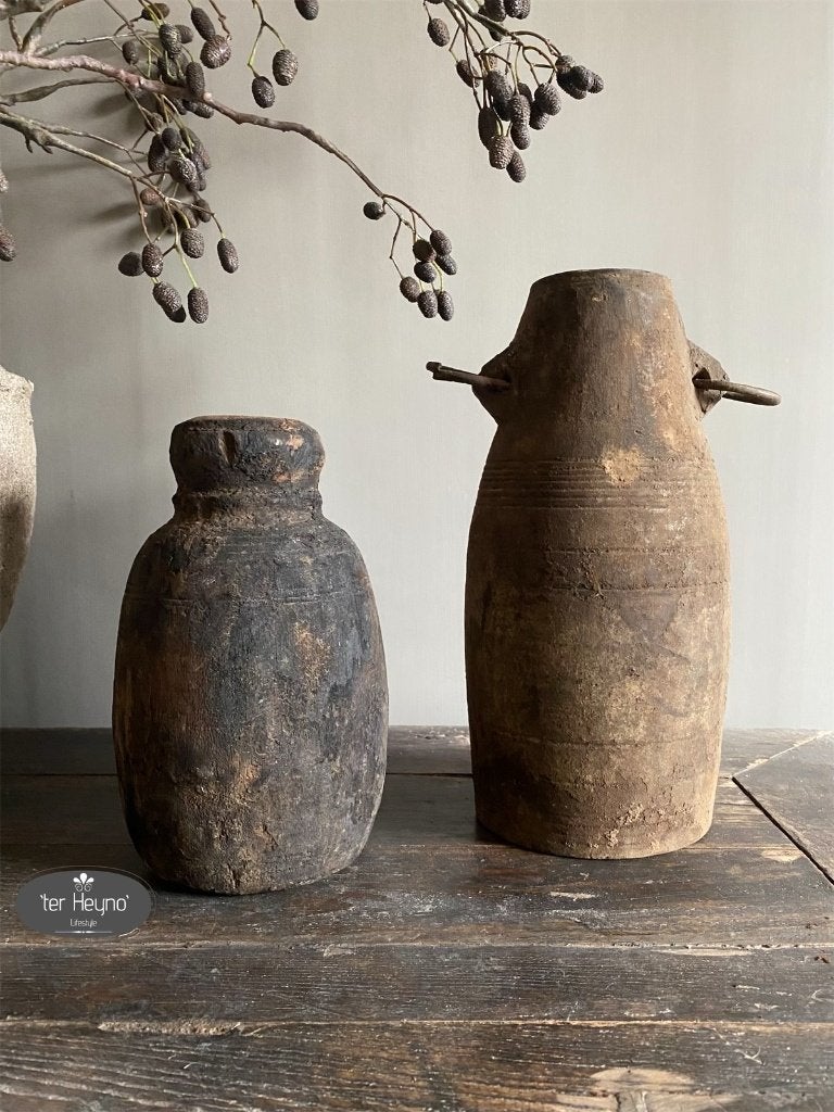Oude houten pot kruik Aura Peeperkorn stoer sober landelijk, Hout, Verzenden, Nieuw, Landelijk