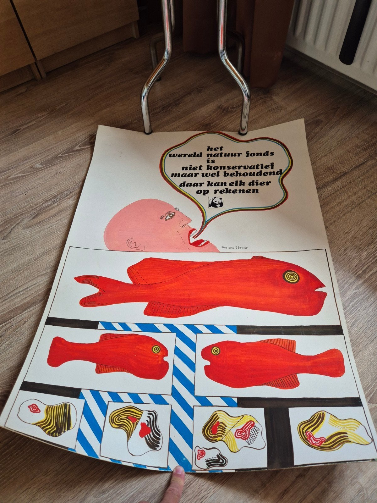 Vintage WWF Poster: Hans Wap Wereld Natuur Fonds - Behoudend, Ophalen of Verzenden, A1 t/m A3, Dier of Natuur, Rechthoekig Staand