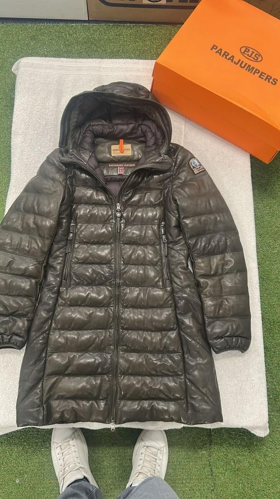 Parajumpers Demi Jas Distressed Leather Insulated Medi, ., Zwart, Maat 42/44 (L), Zo goed als nieuw