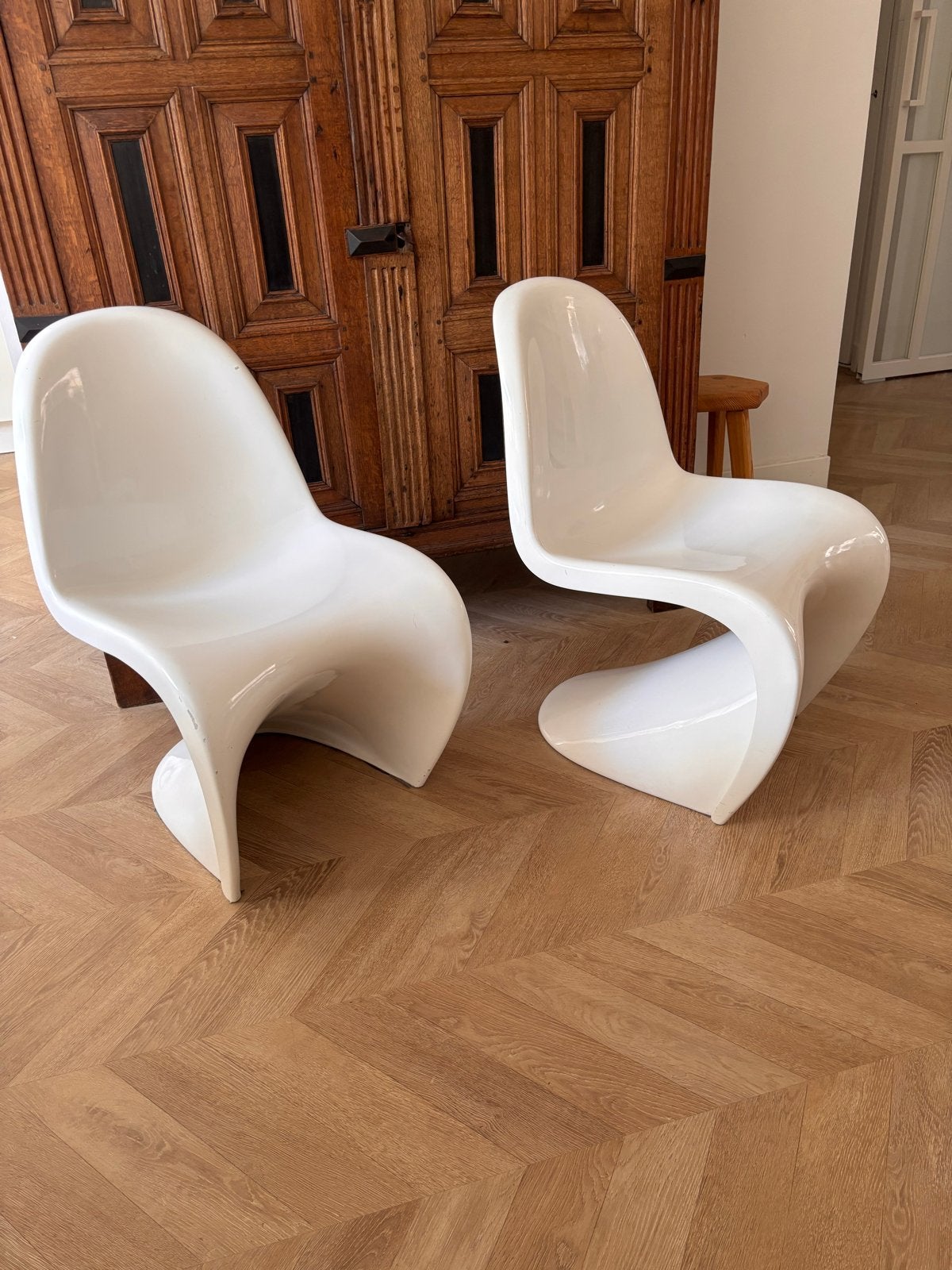 Set van 2 Panton S-stoelen, wit, replica, Ophalen, Kunststof, Gebruikt, Twee