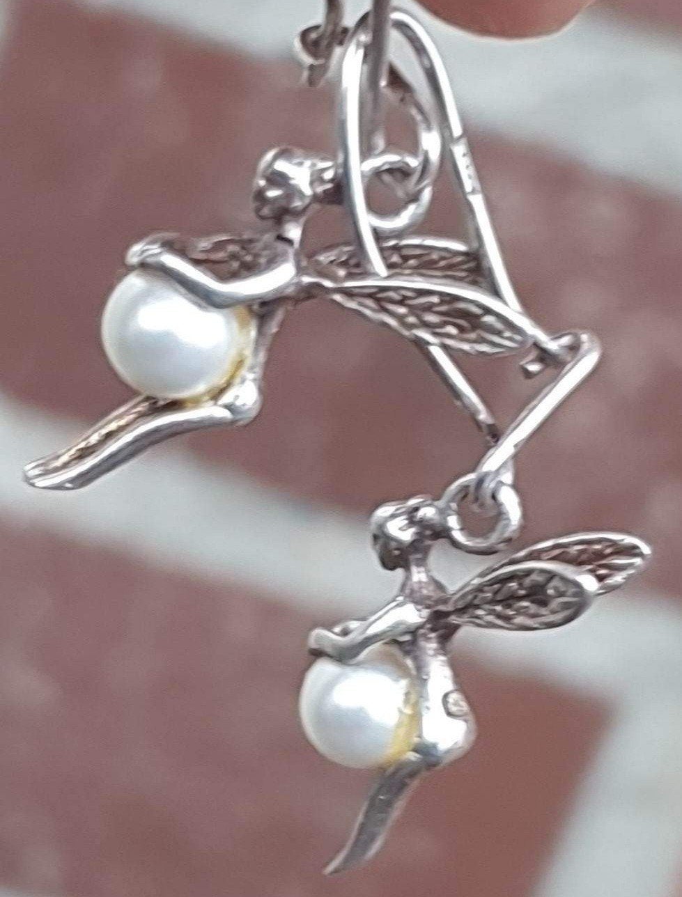 Prachtige Angels Oorbellen met Parels., Ophalen of Verzenden, Nieuw