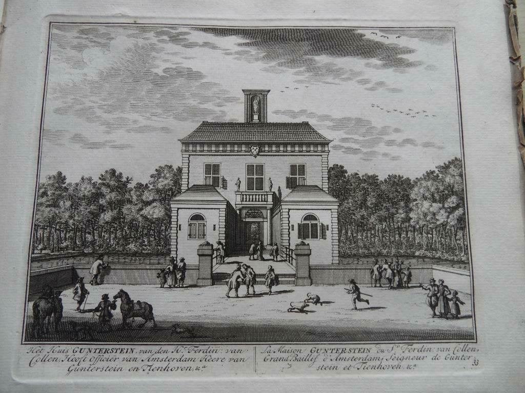 33/ Breukelen Huis Gunterstein Kopergravure1719, Ophalen of Verzenden