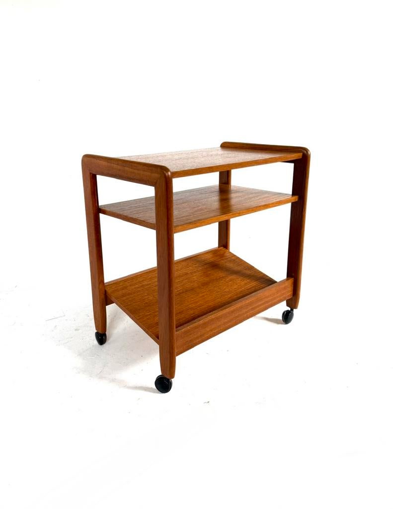 Vingage teakhouten Deense trolley ‘60, Huis en Inrichting, Tafels | Sidetables, Zo goed als nieuw, 25 tot 50 cm, 50 tot 100 cm