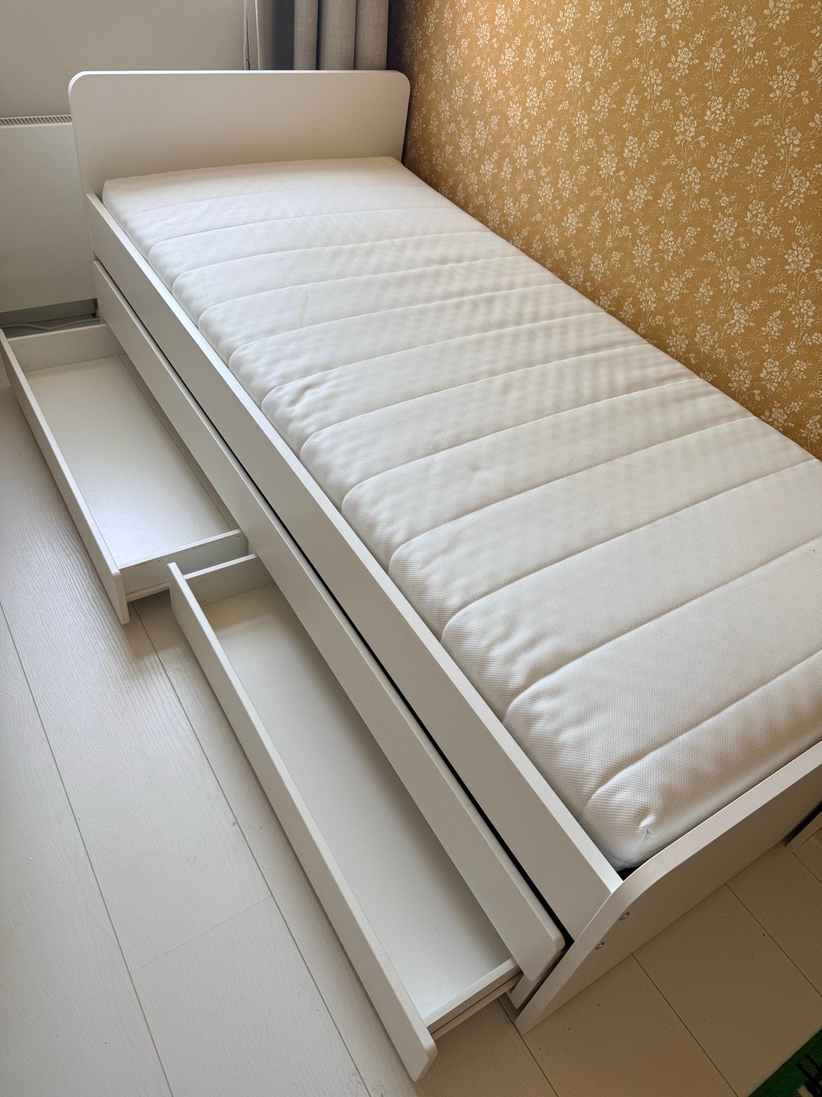 IKEA Släkt bedframe met onderbed en opberger, 90x200cm, Ophalen, 85 tot 100 cm, Gebruikt, Lattenbodem