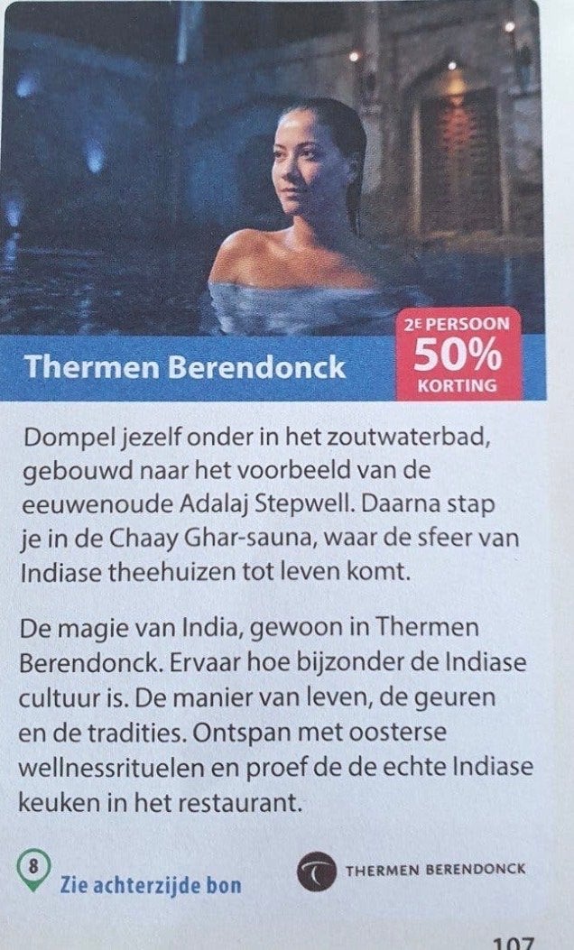 Kortingsbon Thermen Berendonck, Twee personen, Kortingsbon, Spa of Sauna