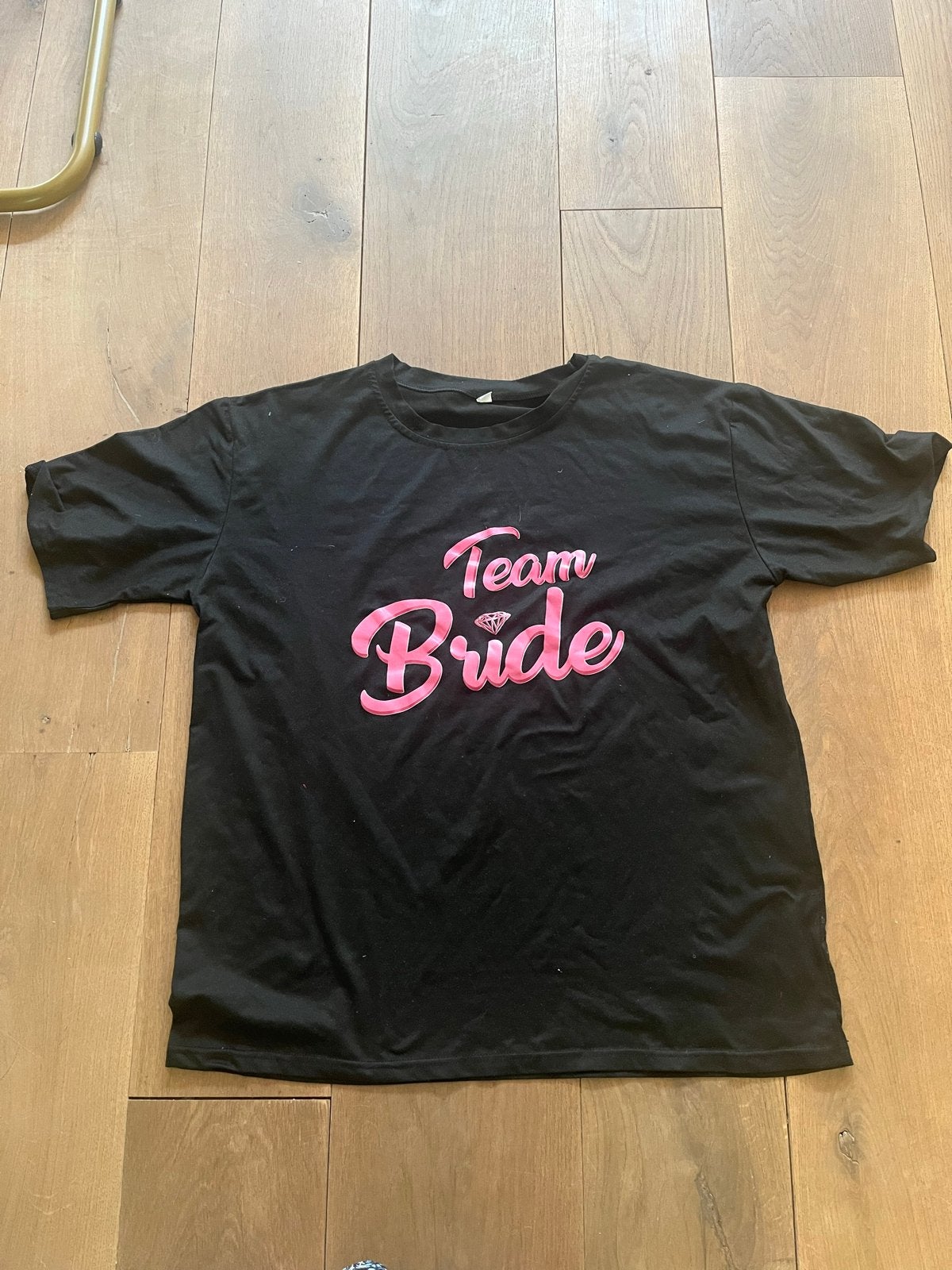 Team Bride T-shirt Zwart met Roze Opdruk - Maat XXL, Zwart, Maat 46/48 (XL) of groter, Ophalen of Verzenden, Korte mouw