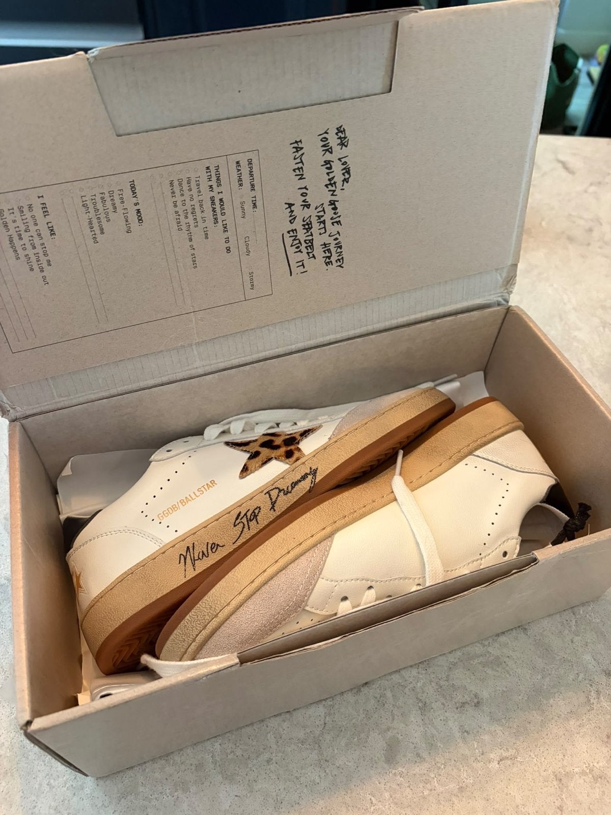 Foto 2 van Golden Goose Ball Star Sneakers - Wit met Luipaardprint