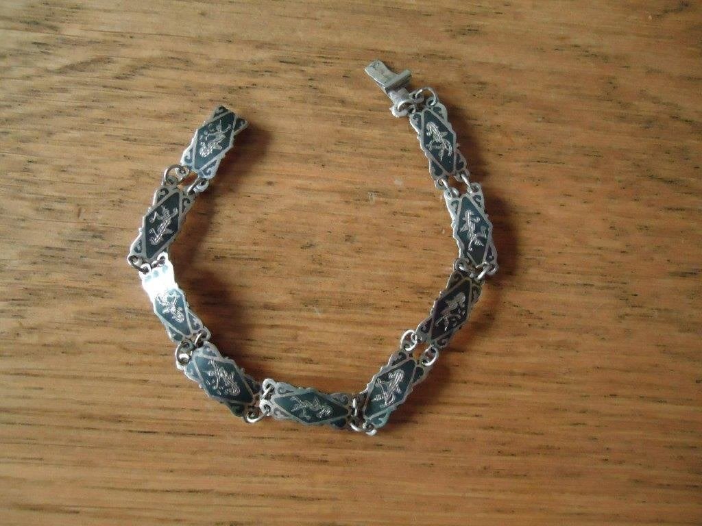mooie vintage echt zilveren armband siam thailand 925, Ophalen of Verzenden, Zo goed als nieuw, Zilver, Zilver