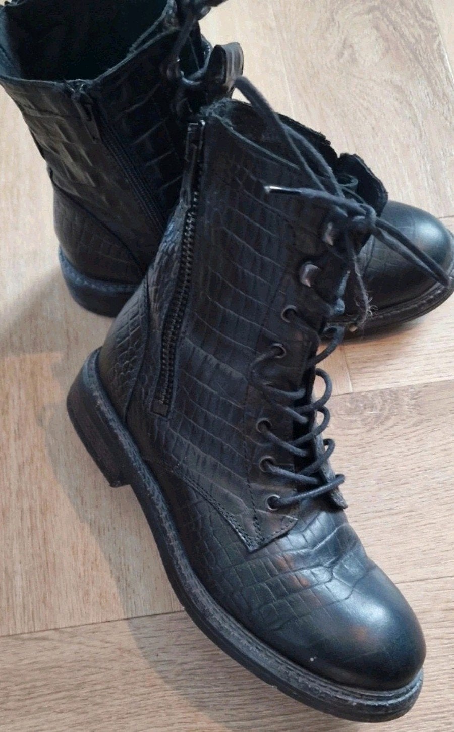 Juul & Belle Leren Military Boots - Maat 37, Juul & Belle, Zwart, Lage of Enkellaarzen, Ophalen of Verzenden