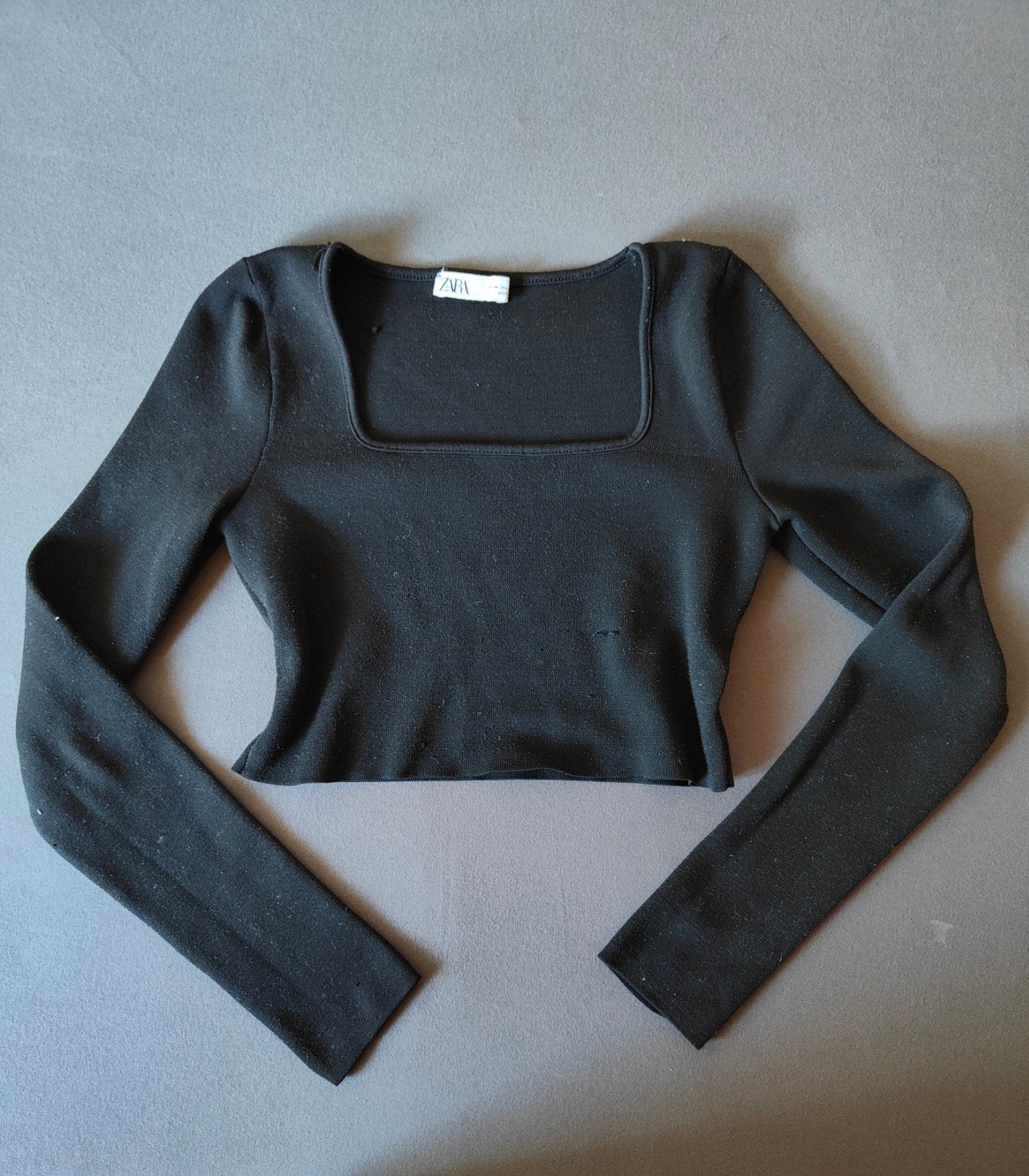 Zwarte crop top met vierkante hals, Kleding | Dames, Maat 38/40 (M), Verzenden, Lange mouw, Gedragen