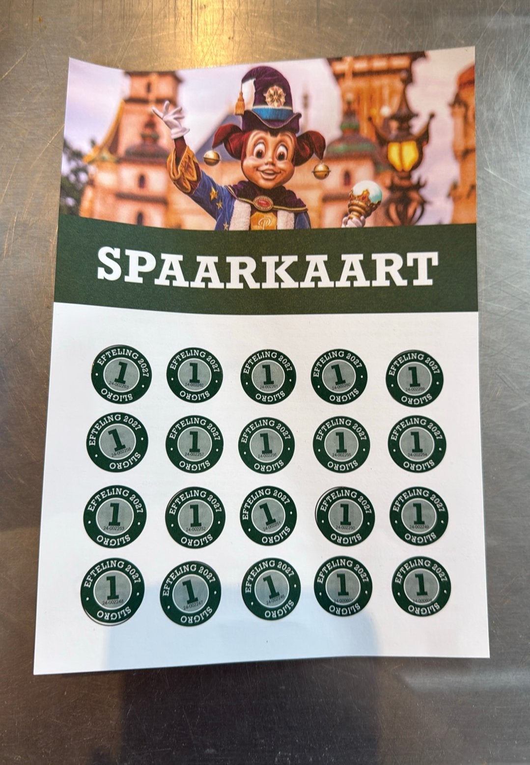 Volle spaarkaart 2tickets efteling., Twee personen, Ticket of Toegangskaart