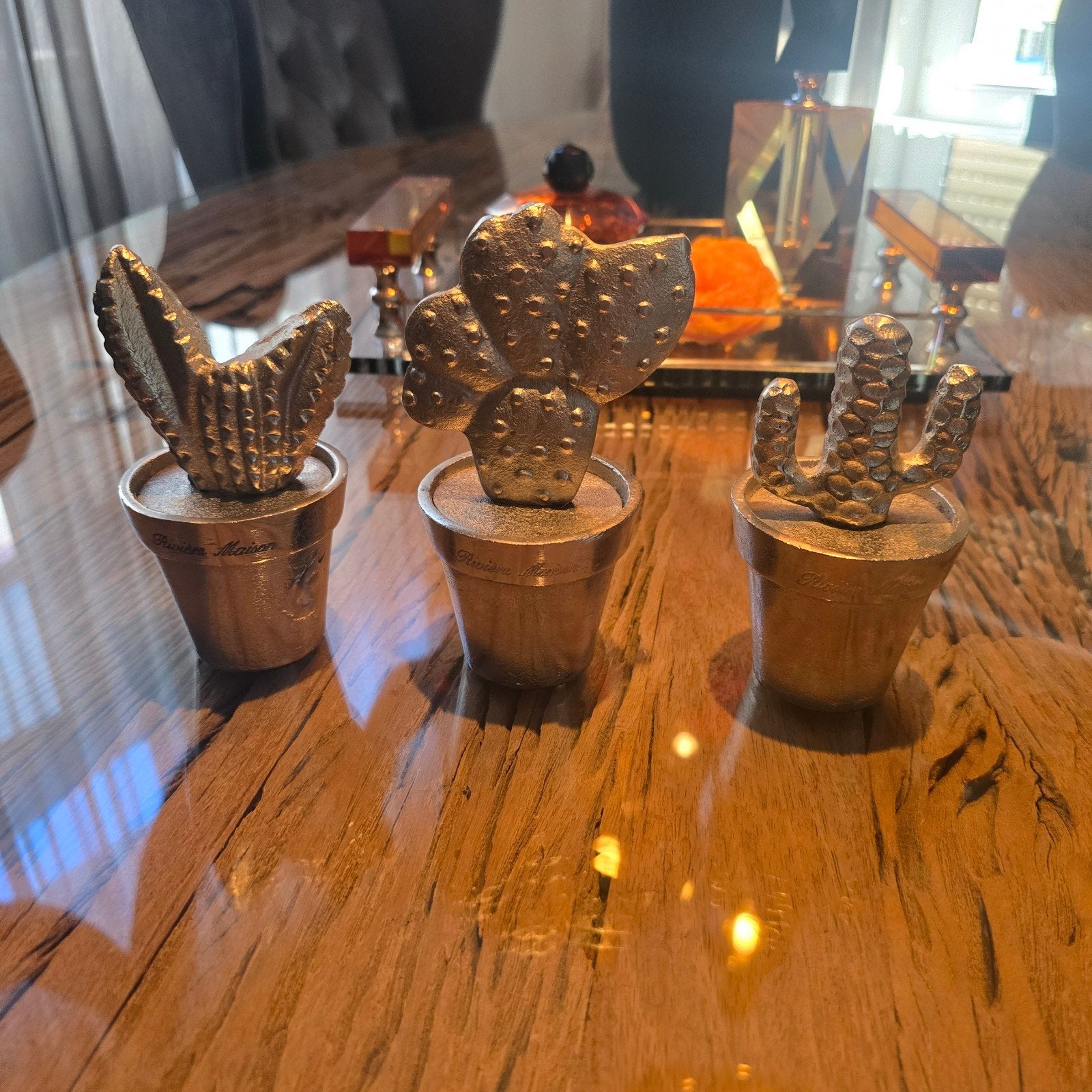 3x Riviera Maison Vintage Cactus Zilverkleurig Aluminium, Ophalen, Vintage, Zo goed als nieuw, Metaal