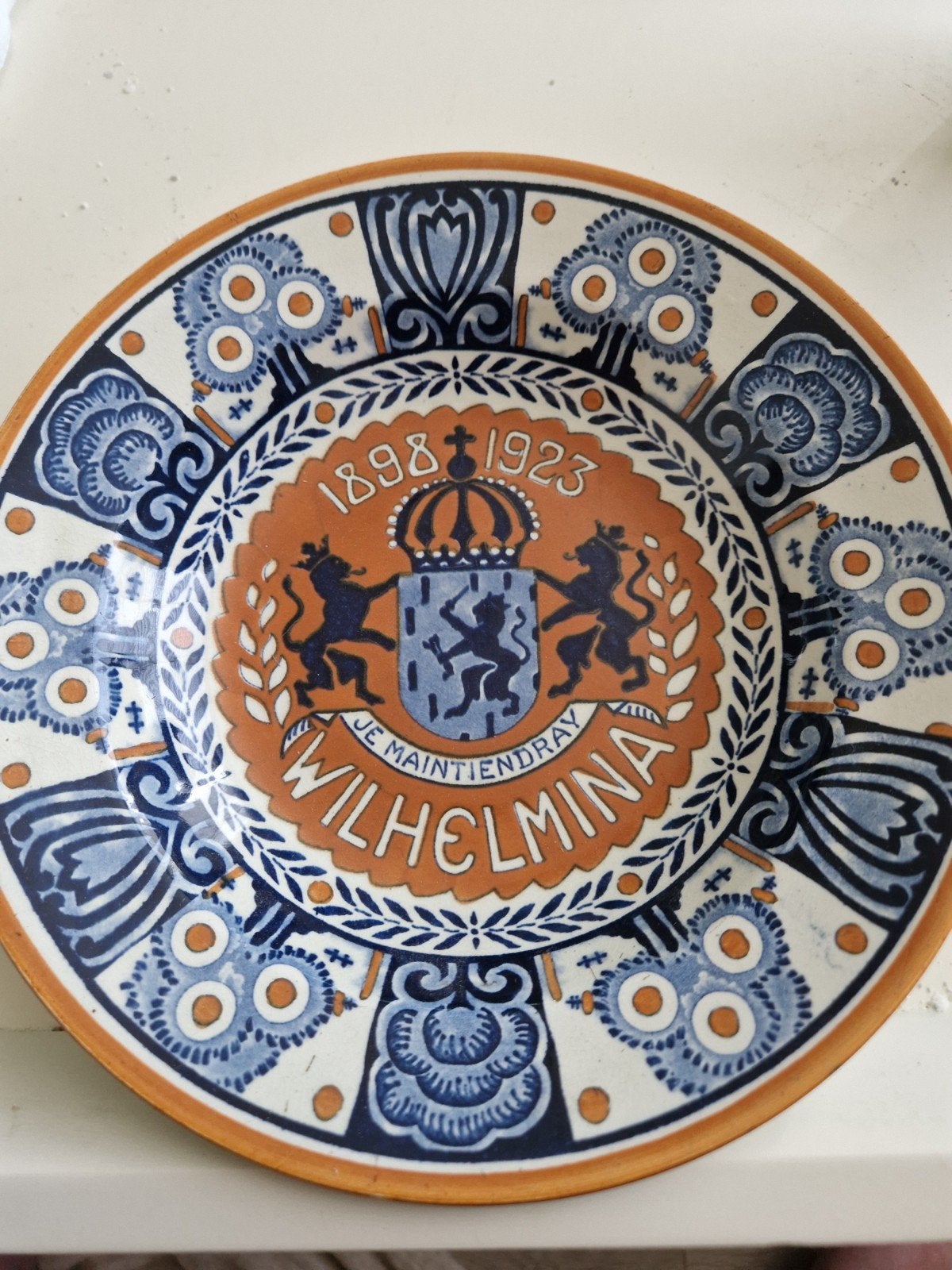Antiek Wilhelmina Herdenkingsbord 1898-1923, Ophalen of Verzenden