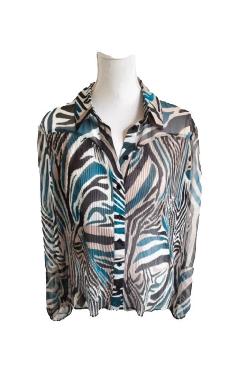 Elvira kleurige plisse blouse 44, Meerkleurig, Maat 42/44 (L), Ophalen of Verzenden, Zo goed als nieuw