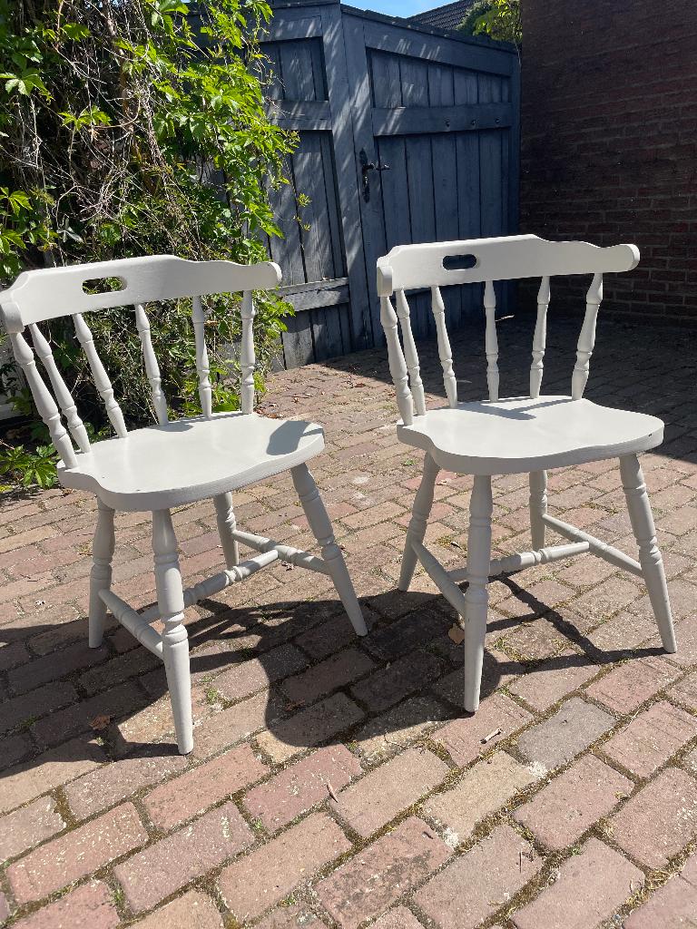Vier houten cafestoelen, Ophalen, Gebruikt, Vier, Grijs