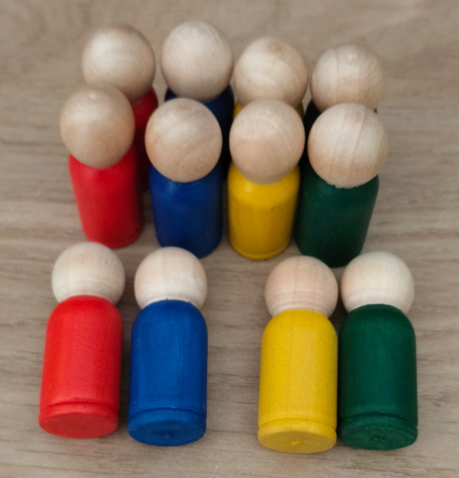 set van 4 houten peg dolls in diverse kleuren-Pionnen, Verzenden, Nieuw, Overige typen