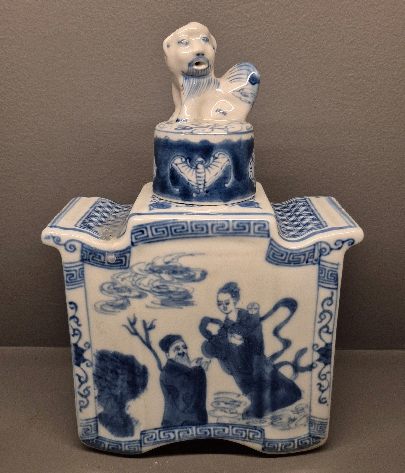 antieke Chinese theebus, blauw-wit porselein, Ophalen of Verzenden