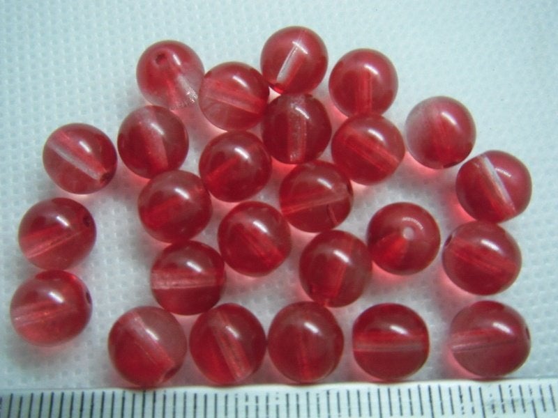 16 glas kralen 8mm. rood / transparant, Hobby en Vrije tijd, Ophalen of Verzenden, Nieuw, Kraal