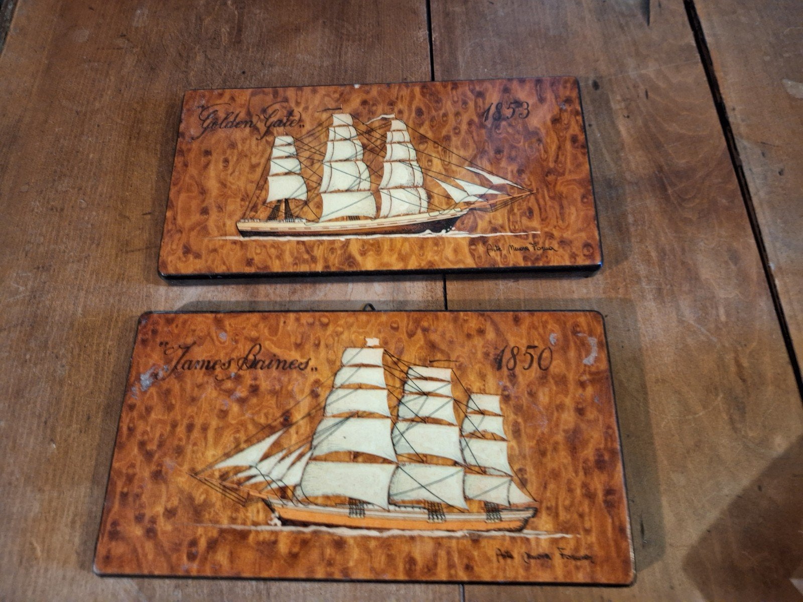 Set van 2 vintage scheepspanelen - Golden Gate & James Baine, Ophalen of Verzenden