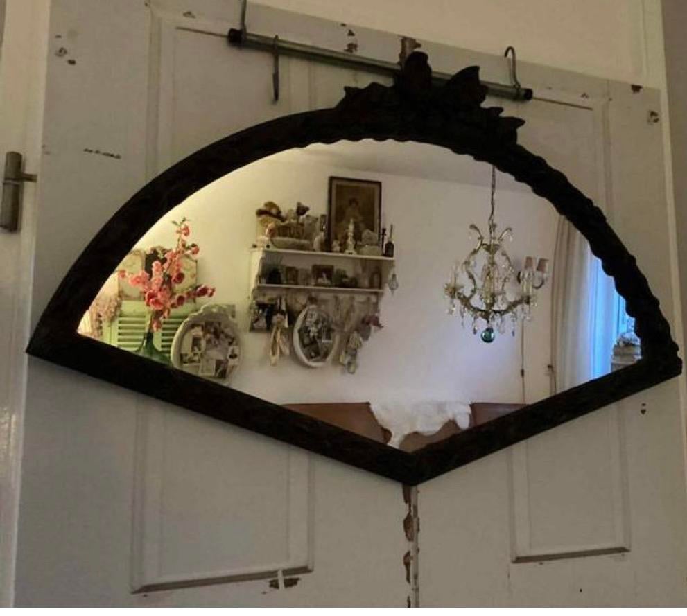 Antieke strik spiegel waaier, Ophalen of Verzenden, Ovaal, Minder dan 50 cm