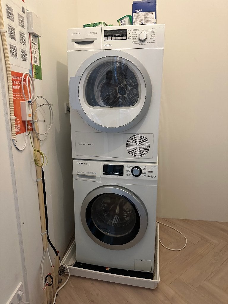 Bosch condensdroger + Haier Hatrium wasmachine, Ophalen, Gebruikt, Energieklasse A of zuiniger, Voorlader