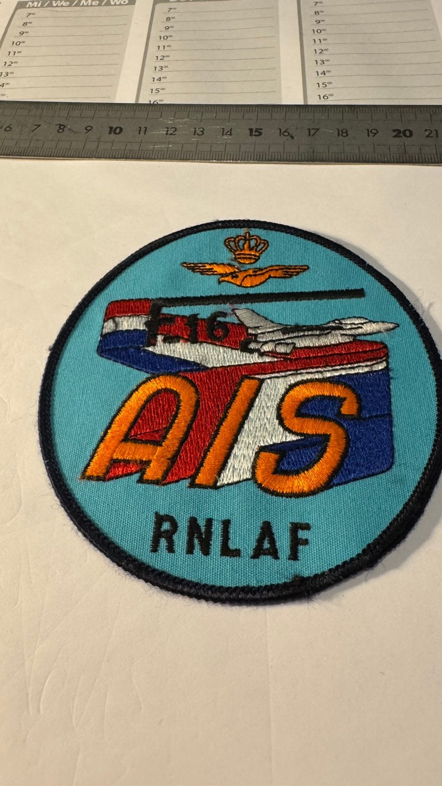 Patch klu luchtmacht rnlaf F-16 AIS, Ophalen of Verzenden, Zo goed als nieuw, Patch, Badge of Embleem