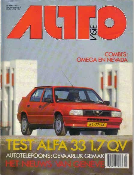 Autovisie 6 1987 : Alfa Romeo 33 1.7 QV - Mercedes Benz SL, Ophalen of Verzenden, Gelezen, Algemeen