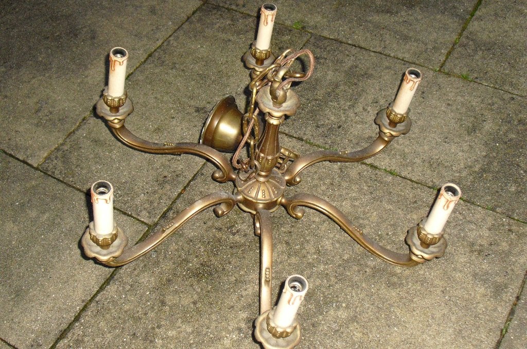TE KOOP METALEN  KROON  HANG LAMP, Ophalen