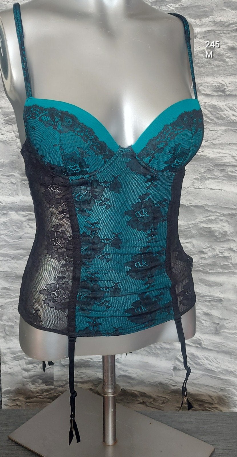 Sexy Intimissimi  Korset - Zwart met Petrol Kant, Intimissimi, Ophalen of Verzenden, Zwart, Body of Korset