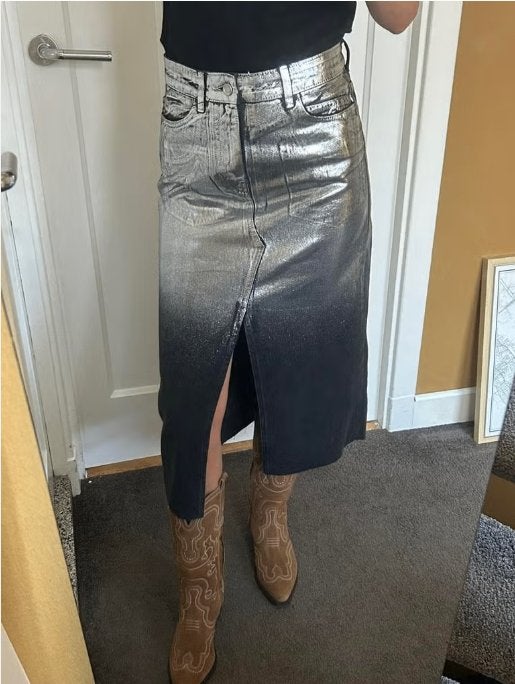 ZARA lange rok zwart/zilver maat XS NIEUW, Nieuw, Ophalen of Verzenden, Maat 34 (XS) of kleiner, Onder de knie