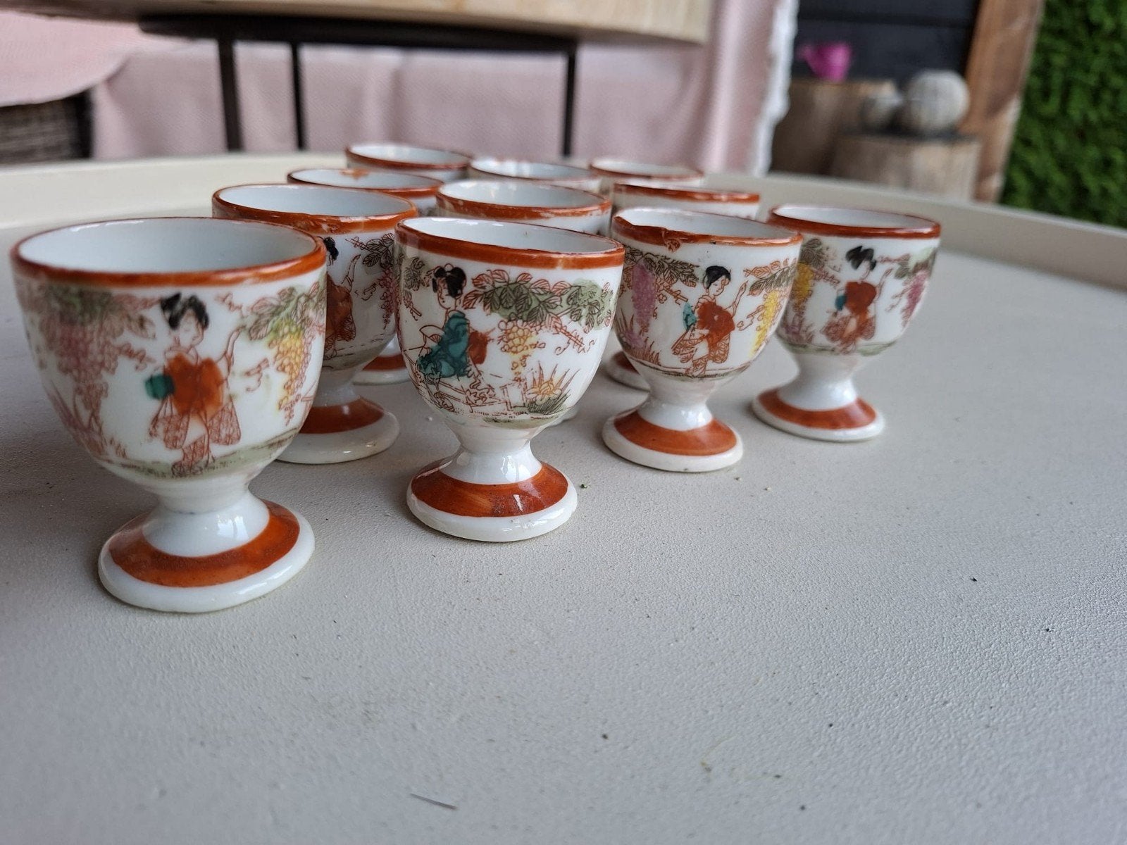 11 oude Oosterse eierdopjes., Ophalen of Verzenden