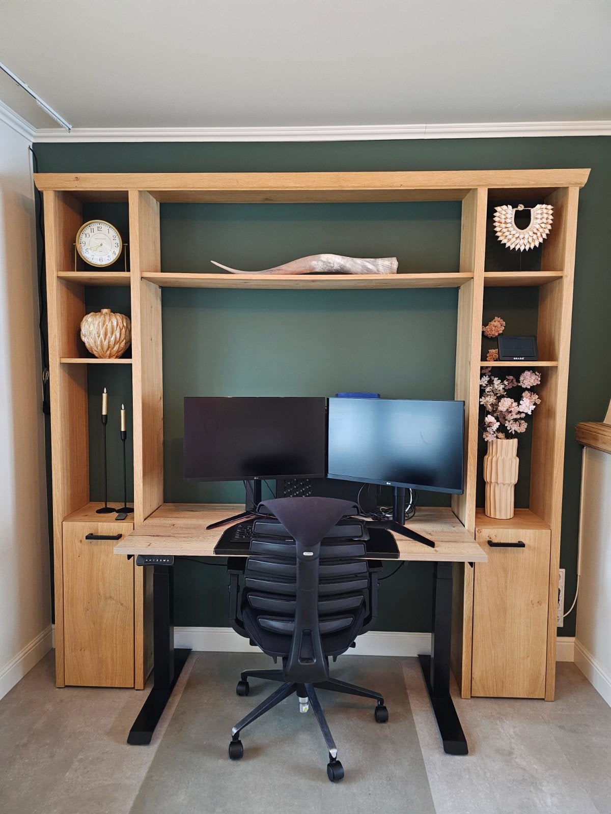 Prachtige eikenhouten wandkast / bureaukast / ombouwkast, Ophalen, Minder dan 40 cm, 170 cm of meer, 170 cm of meer