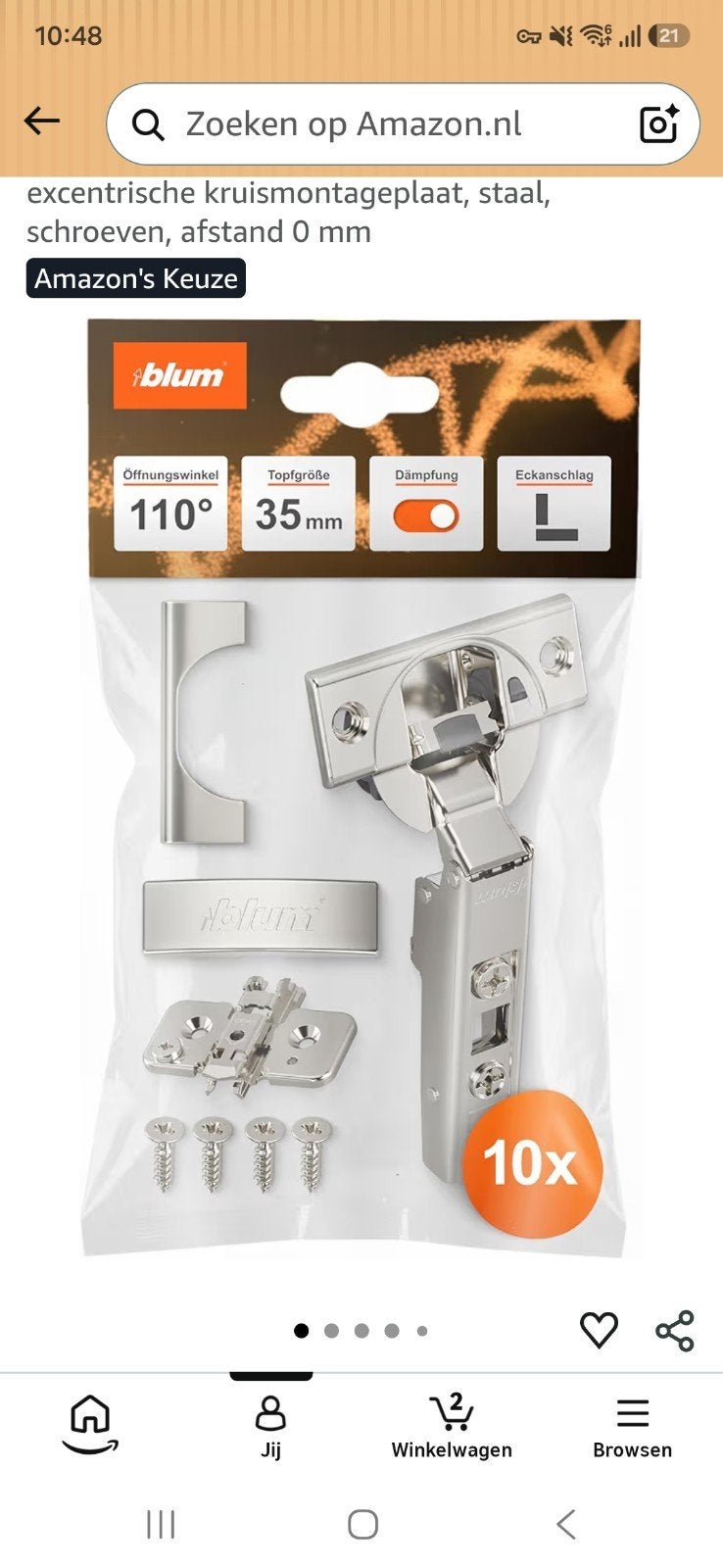 10x Blum CLIP top BLUMOTION scharnieren 110  montagepla, Ophalen of Verzenden, Nieuw