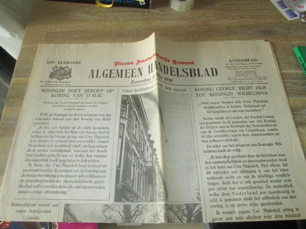 Algemeen Handelsblad zaterdag 11 mei 1940, Ophalen of Verzenden, Tweede Wereldoorlog, Zo goed als nieuw, Overige onderwerpen