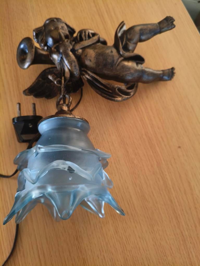 Vintage Engelen Wandlamp met Trompet, Ophalen